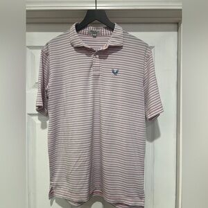 Peter Millar Men's Polo Shirt in Pink and White Stripes